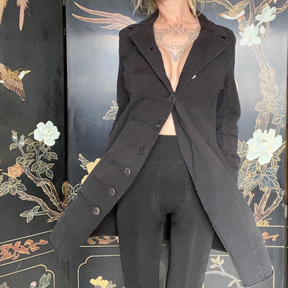 Neon Buddha Black cotton button down coat